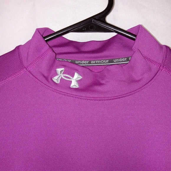 Under Armour Cold Gear Mock Neck Womens Fitted Shirt Size Large Purple - Picture 3 of 11